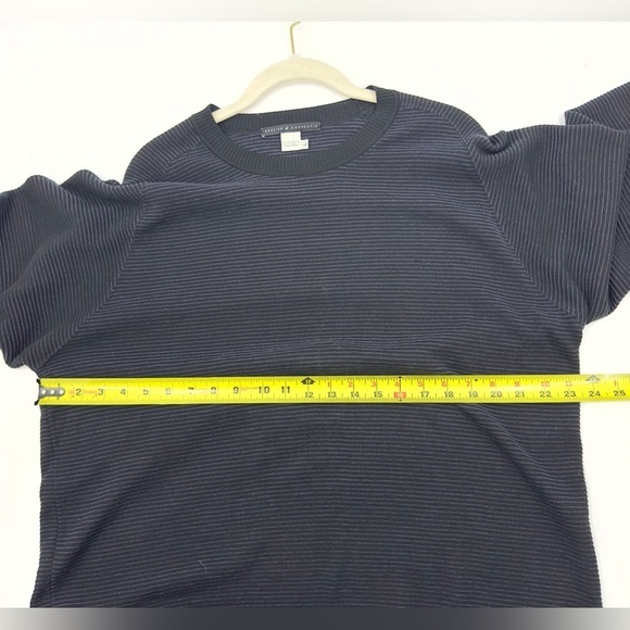 Peruvian Connection Mens Pima Cotton Lightweight Sweater Size L Black Blue Knit - Picture 6 of 8